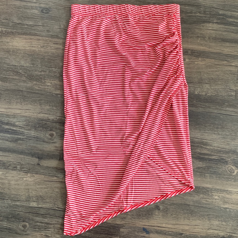 nordstrom red and white stripe asymmetrical skirt - size M